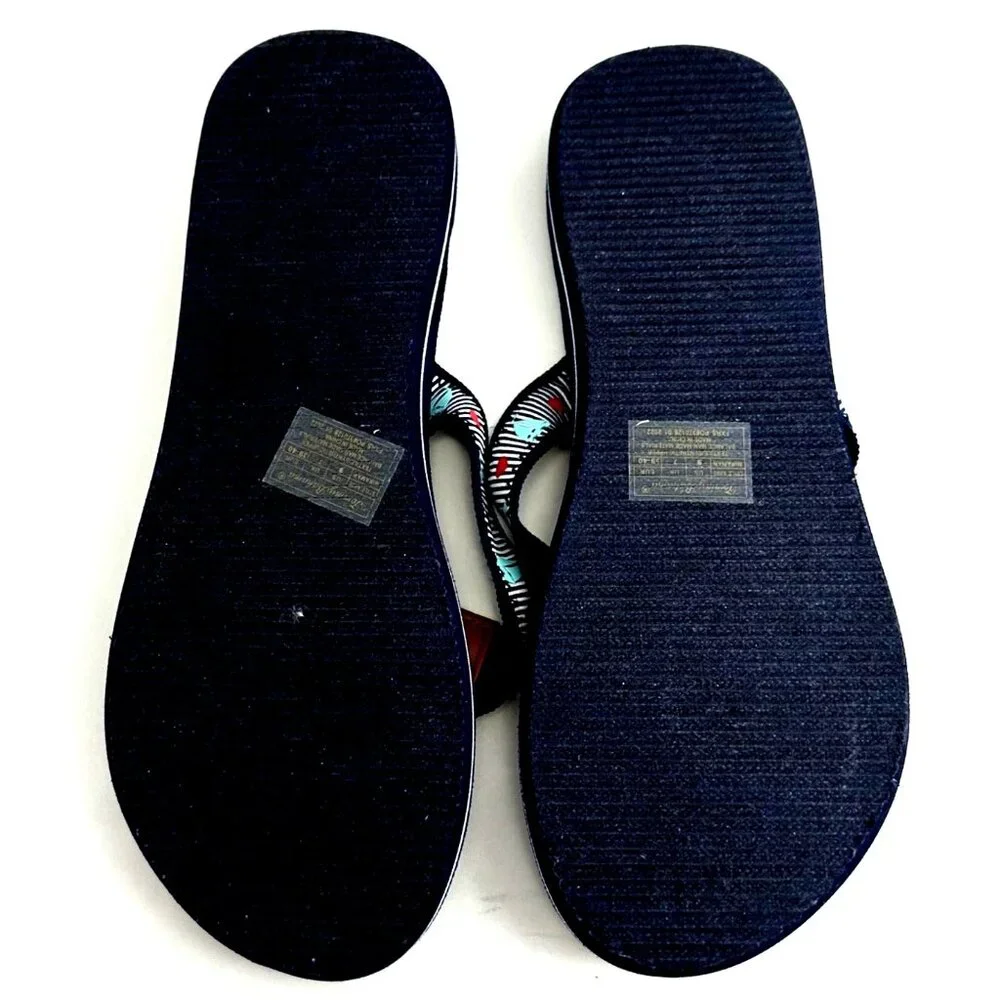 Tommy Bahama Womens Miramar Flip Flops Size 9 US Navy Blue Sailboat & Heart - Picture 5 of 8